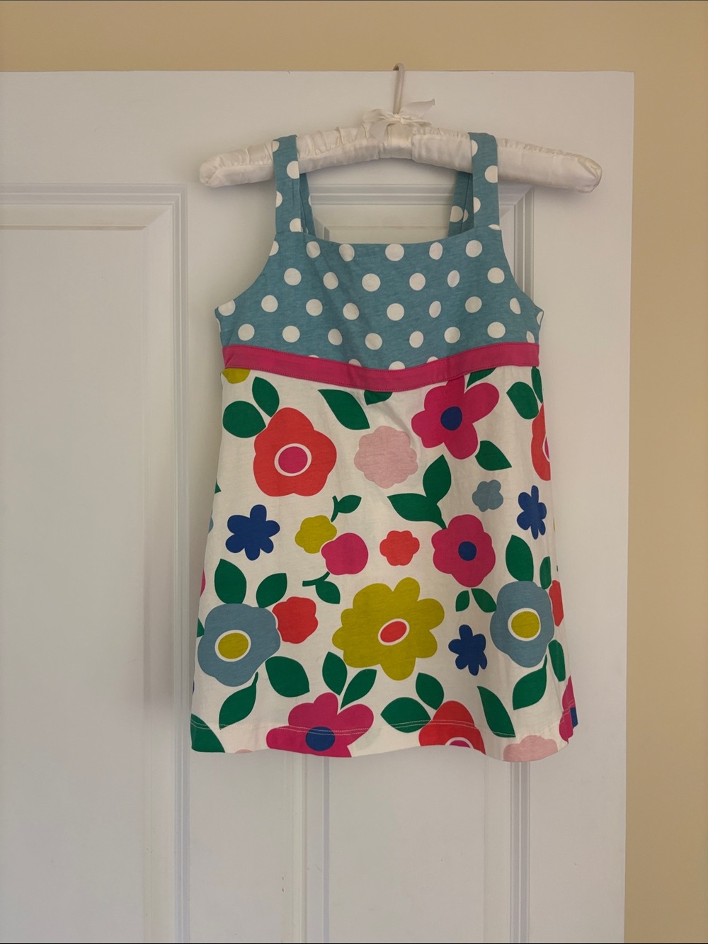 Mini Boden Teal, White, Pink and Multicolor Floral Cotton Dress